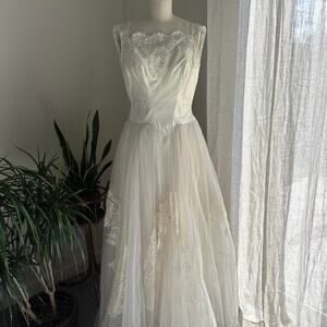 Alfred Angelo Women’s XS Dress Ivory Taffeta Lace Wedding 50s Sweetheart Bridal
